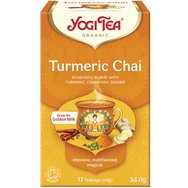 Yogi Tea Turmeric Chai 17 Teabags (17 сашета x 2,0g) - Билкова чаена напитка с куркума, канела и джинджифил за вдъхновение, спокойствие и продуктивност