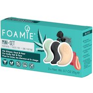 Foamie Mini Set Travel Size Shampoo Bar Aloe you Vera Much 20g, Face Bar Too Coal to be True 20g, Body Bar Oat to be Smooth 20g