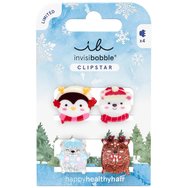 Invisibobble Clipstar Kids Cozy Snowy Friends 4 бр - Фиби за коса за деца с различни дизайни