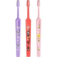 TePe Mini Extra Soft 0-6 Years Toothbrush 3 бр - Люляк/ Корал/ Розово - Детска четка за зъби с конична глава и заоблени влакна