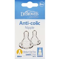 Dr. Brown\'s Natural Flow Options+ Level 3 Silicone Teat 6m+, 2 бр, Код 332ELX