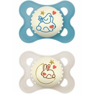 Mam Original Night Silicone Soother 2-6m 2 части, код 110SBc - кремаво / синьо