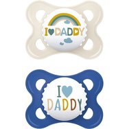 Mam I Love Mummy & Daddy Silicone Soother 2-6m, 2 части, код 115SB1 - кремаво / синьо