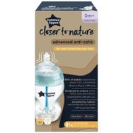Tommee Tippee Closer To Nature Advanced Anti-Colic Baby Bottle 0m+, 260ml 1 бр - Полипропиленова бутилка с бавен поток със силиконова нипела срещу колики Tommee Tippee Closer To Nature Advanced Anti-Colic Baby Bottle 0m+, 260ml 1 бр - Полипропиленова бутилка с бавен поток със силиконова нипела срещу колики