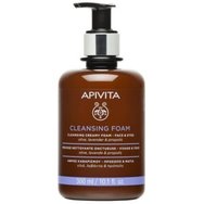 Apivita Creamy & Make-up Remover Face & Eyes Foaming Cleancer 300ml - Кремообразна почистваща пяна за премахване на грим с прополис, маслина и лавандула за лице и очи