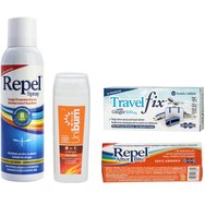Uni-Pharma Комплект Repel Spray 150ml & Repel After Bite Gel 20ml & Uniburn After Sun 50gr & Travel Fix with Ginger 500mg 10tabs - Спрей против насекоми без мирис за цялото семейство и успокояващ гел за облекчаване на ужилване и успокояващ крем след слънце и лют червен пипер хранителна добавка за облекчаване на гадене Uni-Pharma Комплект Repel Spray 150ml & Repel After Bite Gel 20ml & Uniburn After Sun 50gr & Travel Fix with Ginger 500mg 10tabs - Спрей против насекоми без мирис за цялото семейство и успокояващ гел за облекчаване на ужилване и успокояващ крем след слънце и лют червен пипер хранителна добавка за облекчаване на гадене