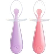 Munchkin Gentle Scoop Training Silicone Spoons 6m+, 2 части - светло розово / лила