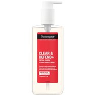 Neutrogena Clear & Defend+ Facial Wash 200ml - Почистващ гел за лице, подходящ за кожа, склонна към акне Neutrogena Clear & Defend+ Facial Wash 200ml - Почистващ гел за лице, подходящ за кожа, склонна към акне