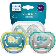 Philips Avent Ultra Air Silicone Soother 18m+ Сиво - синьо 2 бр., Код SCF349/24