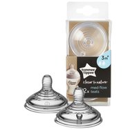 Tommee Tippee Closer to Nature Medium Flow Teats Код 42112251, 2 бр - Силиконови зърна със среден поток от 3 месеца