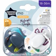 Tommee Tippee Moda Orthodontic Midnight Jungle Silicone Soother 18-36m Ортодонтска силиконова залъгалка с кутия за стерилизация 2 броя - Синьо / Сиво