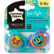 Tommee Tippee Fun Style Orthodontic Soothers 0-6m Код 433470, 2 бр - Ортодонтска силиконова залъгалка с модел