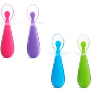 Munchkin Gentle Scoop Training Silicone Spoons 6m+, 2 части - Фуксия / Лилаво