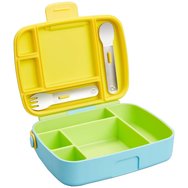 Munchkin Bento Box Green / Blue Кутия за храна с отделения & вилица & лъжица 1 брой Munchkin Bento Box Green / Blue Кутия за храна с отделения & вилица & лъжица 1 брой