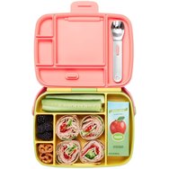 Munchkin Bento Box Yellow / Pink Кутия за храна с отделения & вилица & лъжица 1 брой Munchkin Bento Box Yellow / Pink Кутия за храна с отделения & вилица & лъжица 1 брой