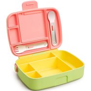Munchkin Bento Box Yellow / Pink Кутия за храна с отделения & вилица & лъжица 1 брой Munchkin Bento Box Yellow / Pink Кутия за храна с отделения & вилица & лъжица 1 брой