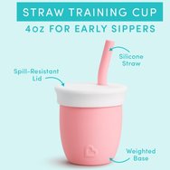 Munchkin C\'est Silicone Training Cup with Straw 6m+, 118ml, Код 90055 - Светло розово