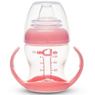 Munchkin Gentle Transition Cup 4m+, Чаша за тренировки без капки за преход към шише 118ml - Clear Pink