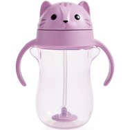 Munchkin Tip & Sip Weighted Straw Cup 9m+, 296ml - Cat - Чаша за тренировки без течове със сламка