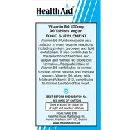 Health Aid Vegan Vitamin B6 100mg 90tabs