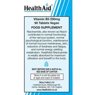 Health Aid Vitamin B3 (Niacin) 250mg 90tabs