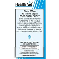 Health Aid Vegan Biotin 800μg 30tabs Health Aid Vegan Biotin 800μg 30tabs