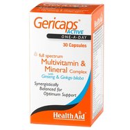 Health Aid Gericaps Active Multivitamin & Mineral Complex with Ginseng & Ginkgo Biloba 30caps - Балансирани и високоефективни мултивитаминни минерали и микроелементи с женшен и гинко билоба Health Aid Gericaps Active Multivitamin & Mineral Complex with Ginseng & Ginkgo Biloba 30caps - Балансирани и високоефективни мултивитаминни минерали и микроелементи с женшен и гинко билоба