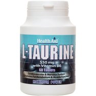 Health Aid L-Taurine 550mg Хранителна добавка с аминокиселина таурин и витамин B6 за подкрепа на сърдечно-съдовата и нервната система 60tabs