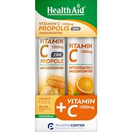 Health Aid Promo Vitamin C 1000mg, Propolis & Zinc Honey - Lemon 20 Effer.tabs & Vitamin C 1000mg Orange 20 Effer.tabs