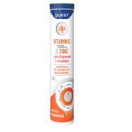 Quest Vitamin C 1000mg & Zinc Хранителна добавка с витамин С и цинк за укрепване на имунитета 20 Effer.tabs
