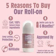 Salt of the Earth Natural Refillable Roll-On Deodorant 75ml - Lavender & Vanilla Salt of the Earth Natural Refillable Roll-On Deodorant 75ml - Lavender & Vanilla