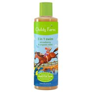 Childs Farm 3 in 1 Swim Strawberry & Organic Mint код CF160, 250ml - Бебешки шампоан, омекотяващ и душ гел, идеален за след море