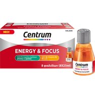 Centrum Energy & Focus Хранителна добавка с витамини B, екстракт от Ginseng & Guarana с кофеин от зелен чай срещу умора & отпадналост за енергия & повишена умствена ефективност с вкус на касис & малина 200ml (8Vialsx25ml) Centrum Energy & Focus Хранителна добавка с витамини B, екстракт от Ginseng & Guarana с кофеин от зелен чай срещу умора & отпадналост за енергия & повишена умствена ефективност с вкус на касис & малина 200ml (8Vialsx25ml)