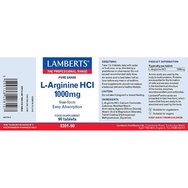Lamberts L-Arginine HCL 1000mg, 90tabs