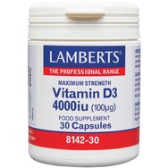 Lamberts Vitamin D3 4000iu Хранителна добавка с витамин D3 за доброто функциониране на костите, зъбите & имунната система 30caps