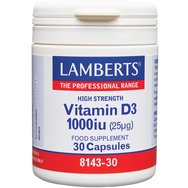 Lamberts Vitamin D3 1000iu Хранителна добавка с витамин D3 за доброто функциониране на костите & имунната система 30caps