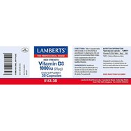 Lamberts Vitamin D3 1000iu Хранителна добавка с витамин D3 за доброто функциониране на костите & имунната система 30caps Lamberts Vitamin D3 1000iu Хранителна добавка с витамин D3 за доброто функциониране на костите & имунната система 30caps