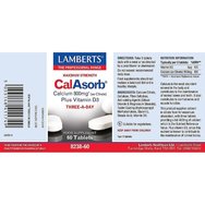 Lamberts CalAsorb Calcium 800mg & Vitamin D3 6μg, 60tabs