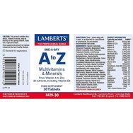 Lamberts A to Z Multivitamin & Minerals Хранителна добавка с формула от мултивитамини & минерали за тонус & енергия всеки ден 30tabs