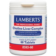 Lamberts Choline Liver Complex Хранителна добавка с комплекс от бял трън, витамини B и холин за поддържане на нормалната функция на черния дроб и подпомагане на храносмилането 60tabs Lamberts Choline Liver Complex Хранителна добавка с комплекс от бял трън, витамини B и холин за поддържане на нормалната функция на черния дроб и подпомагане на храносмилането 60tabs