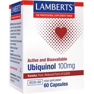Lamberts Ubiquinol 100mg, 60caps - Коензим Q10 хранителна добавка в активна форма за максимално усвояване, необходимо за производството на енергия на клетъчно ниво с антиоксидантни свойства Lamberts Ubiquinol 100mg, 60caps - Коензим Q10 хранителна добавка в активна форма за максимално усвояване, необходимо за производството на енергия на клетъчно ниво с антиоксидантни свойства