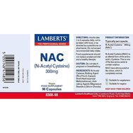 Lamberts NAC 300mg Хранителна добавка с високопречистен N-ацетил-L-цистеин за детоксикация & добро функциониране на черния дроб & дихателната система 90caps Lamberts NAC 300mg Хранителна добавка с високопречистен N-ацетил-L-цистеин за детоксикация & добро функциониране на черния дроб & дихателната система 90caps
