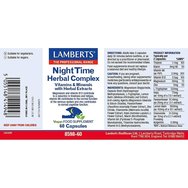 Lamberts Night Time Herbal Complex Хранителна добавка с екстракти от билки, минерали и микроелементи за по-лесен и по-качествен сън 60caps