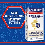 Lamberts Biome Balance Everyday Ultra Хранителна добавка с високоефективни пробиотици за ежедневна защита на стомашно-чревния микробиом 30caps Lamberts Biome Balance Everyday Ultra Хранителна добавка с високоефективни пробиотици за ежедневна защита на стомашно-чревния микробиом 30caps