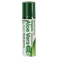 Dr Organic Aloe Vera Multi Action Lip Balm Spf15, 5.7ml - Овлажняващ и ремонтиращ балсам с алое вера и Spf15 защитен индекс за сухи устни Dr Organic Aloe Vera Multi Action Lip Balm Spf15, 5.7ml - Овлажняващ и ремонтиращ балсам с алое вера и Spf15 защитен индекс за сухи устни