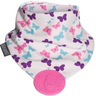 Cheeky Chompers Neckerchew Theething Bib 2m+ , Код 88189 - Butterfly World 1 бр - Двустранен платнеен лигавник с регулируемо копче и гризалка
