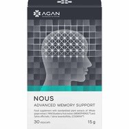 Agan Nous Advanced Memory Support Хранителна добавка с екстракт от грозде, боровинка & градински чай за подпомагане на концентрацията, мисловната дейност, умствената яснота & паметта 30veg.caps