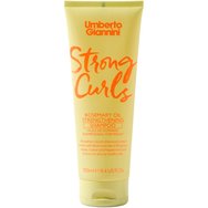 Umberto Giannini Strong Curls Rosemary Oil Shampoo Укрепващ шампоан за подсилване и защита на дължините с биотин, масла от розмарин, жожоба, рициново масло и листа от мента 250ml