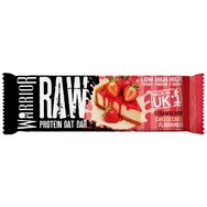 Warrior Raw Protein Oat Bar Хранителна добавка под формата на овесен бар с високо съдържание на суроватъчен протеин за енергия & издръжливост с вкус на ягодов чийзкейк 75gr - Strawberry Cheesecake Flavoured
