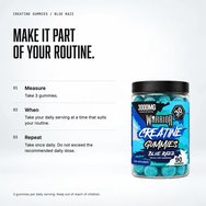 Warrior Creatine Gummies Хранителна добавка с креатин за повишаване на мускулната сила & издръжливост с вкус на синя малина 90 желирани бонбона - Blue Razz Warrior Creatine Gummies Хранителна добавка с креатин за повишаване на мускулната сила & издръжливост с вкус на синя малина 90 желирани бонбона - Blue Razz